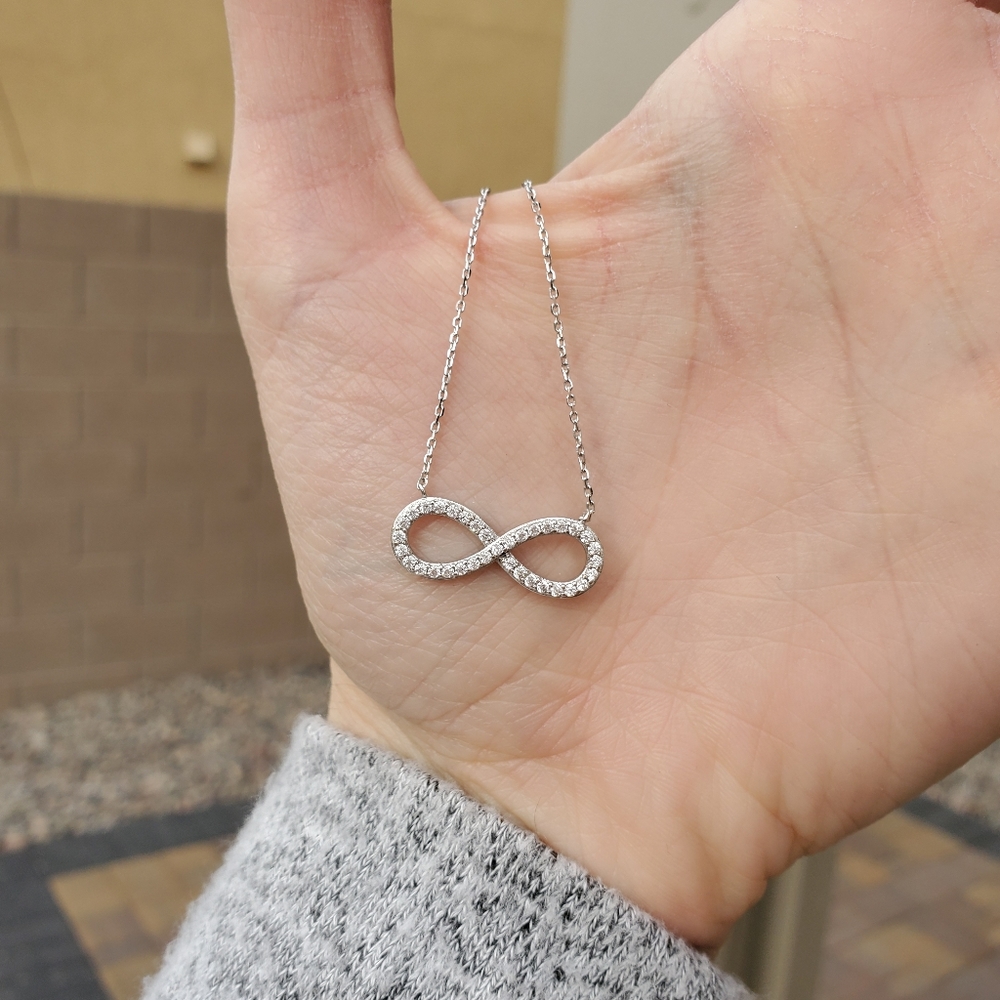 Sterling silver infinity necklace with cubic zirconia fine jewelry